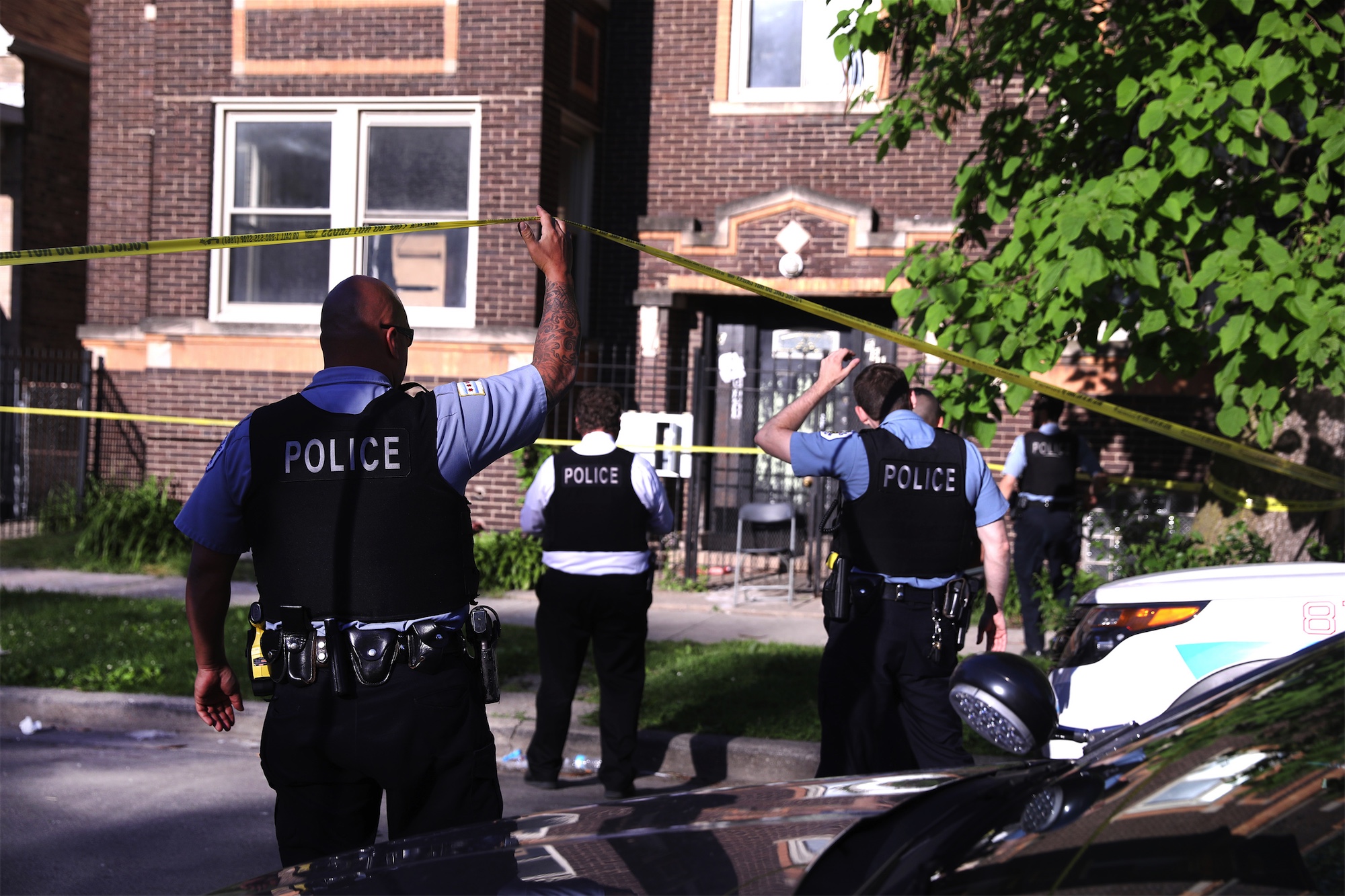 Chicago police at the scene of a shooting in the Englewood neighborhood. Getty Images