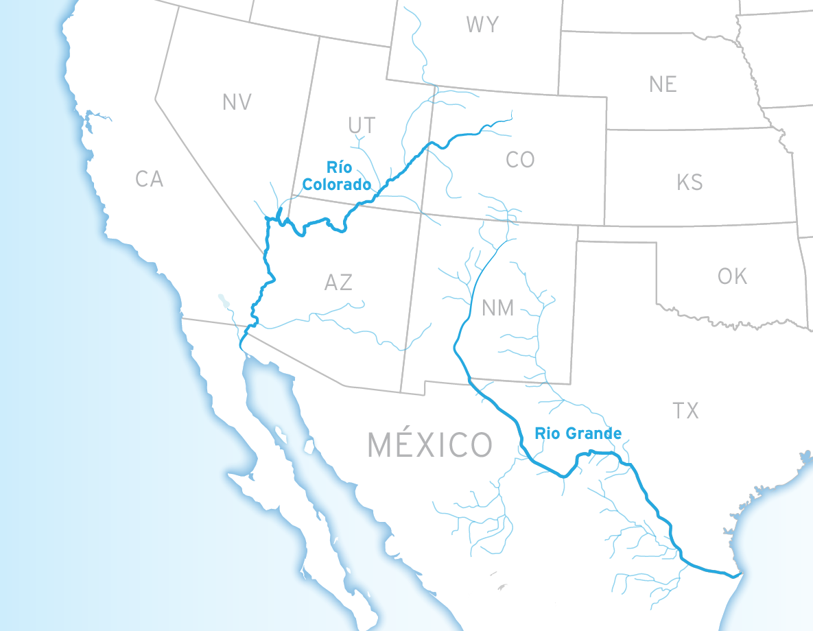 River basins of the Colorado river and Rio Grande.